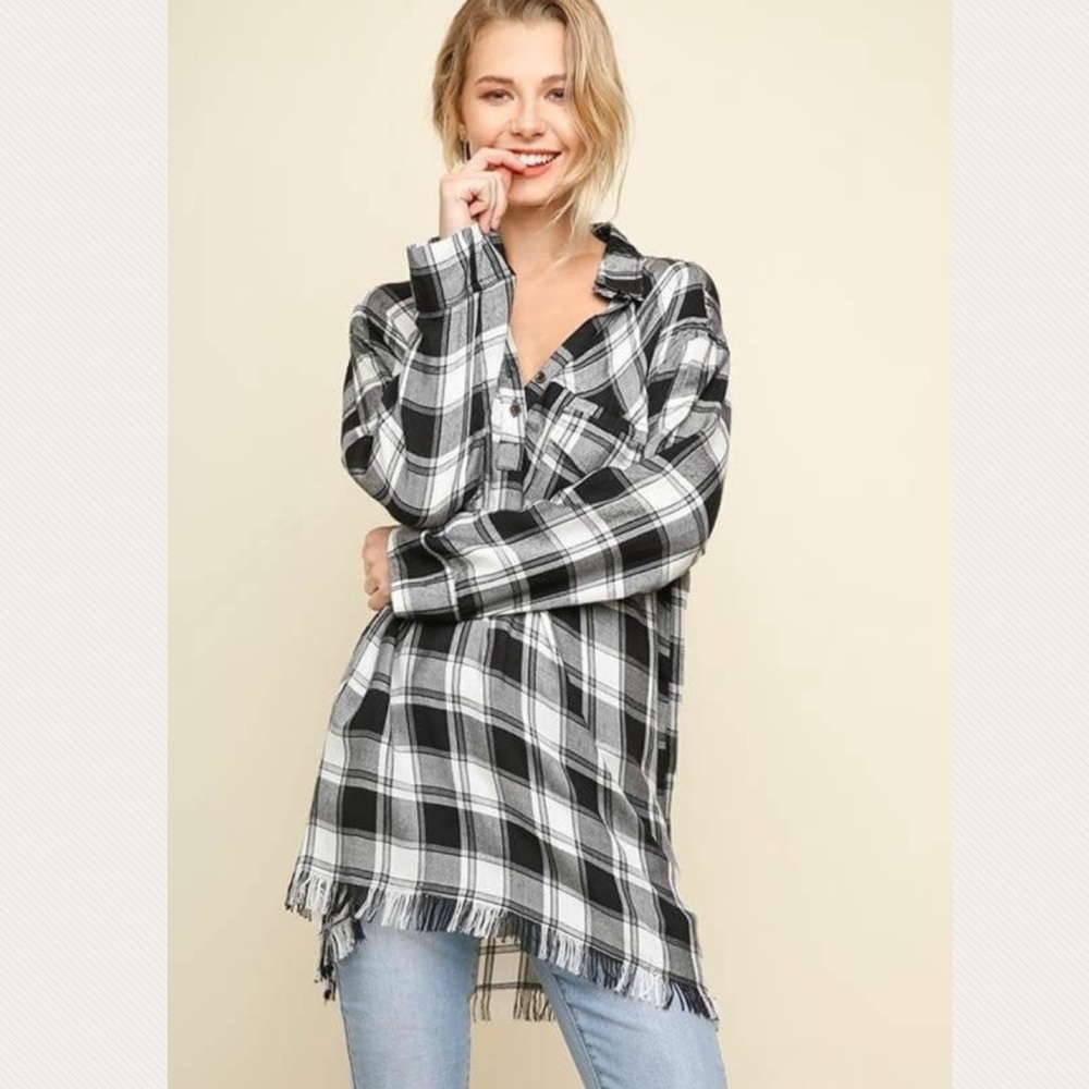 UMGEE Buffalo plaid lightweight flannel tunic